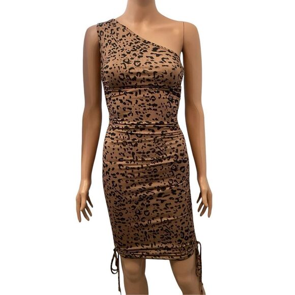 Animal Print One Strap Bodycon Dress S - Picture 1 of 7